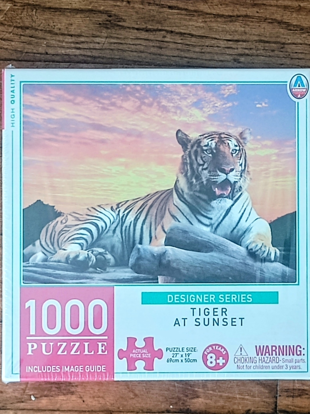 Arrow Tiger at Sunset Puzzle - Orange, White, Pink, Blue